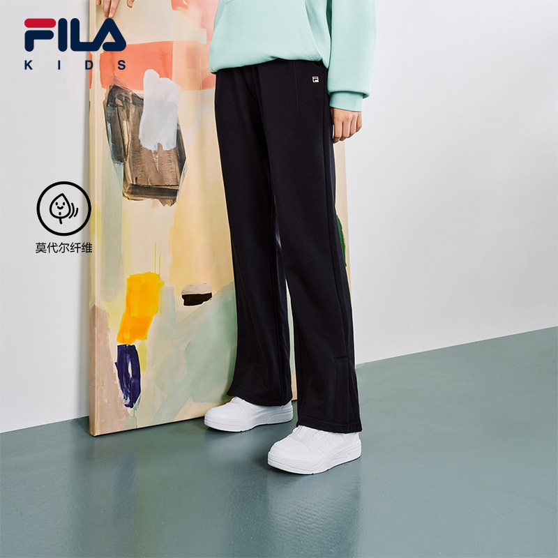 FILA斐乐儿童童装长裤2026年春季新款女童中大童休闲宽松针织裤子