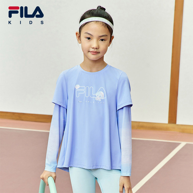 FILA斐乐儿童T恤长袖2025年秋新款防晒速干女童凉感运动上衣仙女T