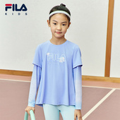 FILA斐乐儿童T恤长袖 2025年秋新款 防晒速干女童凉感运动上衣仙女T