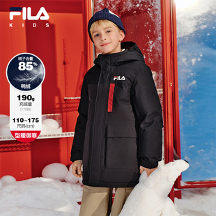 FILA斐乐儿童羽绒服中长款2025年冬季男女童防水防风外套工装风