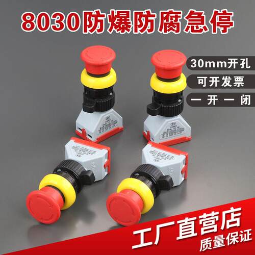 YH8097-2防爆急停按钮ExdeIICT6红色蘑菇头急停自锁控制按钮开 关