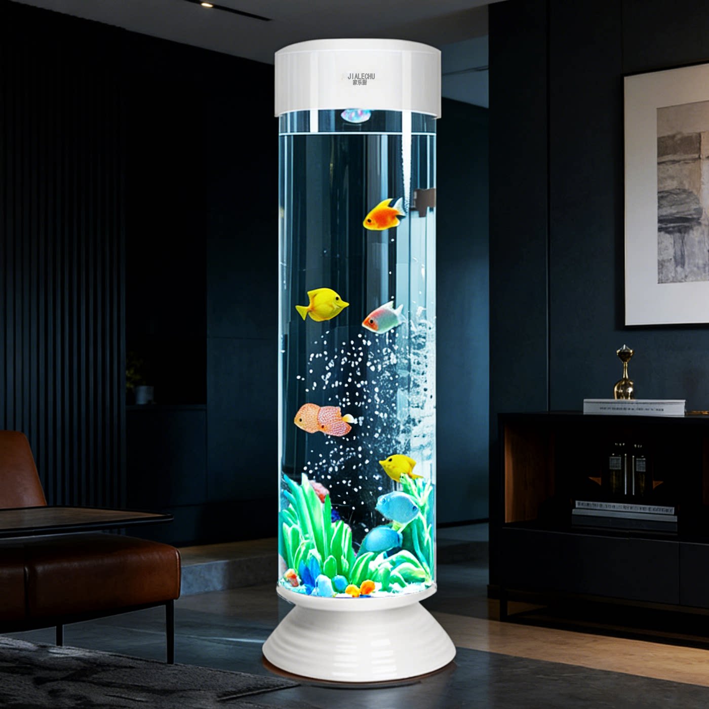 圆柱形鱼缸中小型客厅2026新款立式家用落地金鱼缸亚克力一键排水