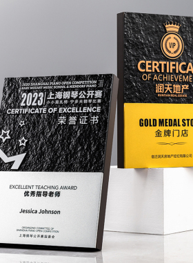 优秀经销商金属浮雕工艺奖牌定做金属奖杯订制签约书荣誉证书纪念