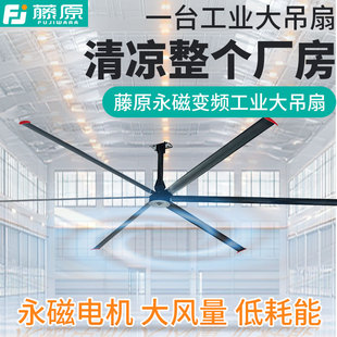 日本进口永磁无刷工业节能风扇仓库工厂车间7米大型厂房工业吊扇