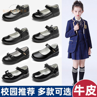 校园韩版 公主鞋 软底学生鞋 2022秋季 新款 女童黑皮鞋 儿童真皮演出鞋