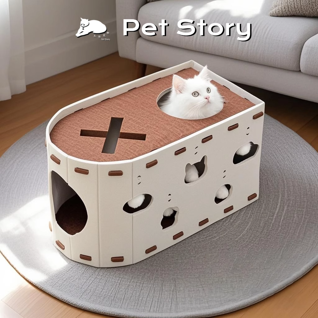柒哦半封闭毛钻猫窝猫爪板一体