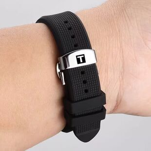 适配硅胶手表带适配天梭力洛克时魅杜鲁尔海星系列男蝴蝶扣21mm