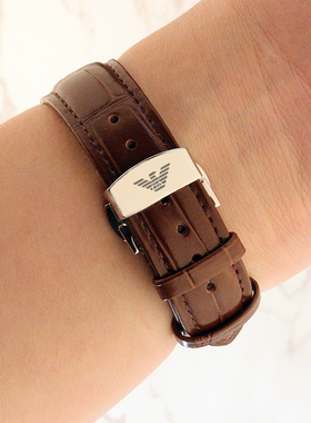 阿玛尼真皮手表带适配AR1945/AR2447/AR6001黑武士 蝴蝶扣配件22