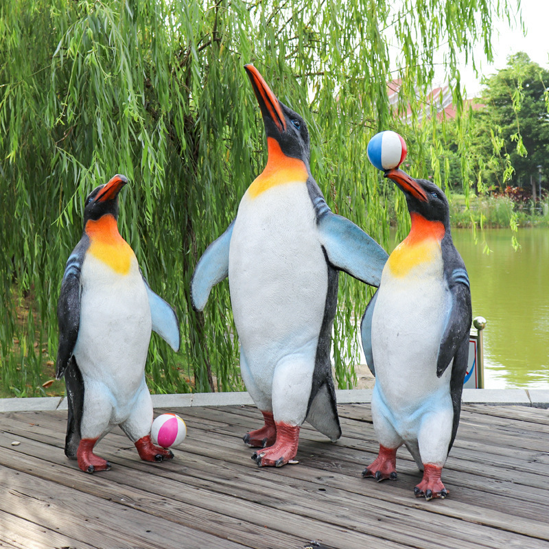 户外玻璃钢仿真企鹅动物雕塑商场海洋馆公园冰室水池景观装饰摆件