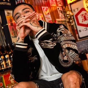 skajan刺绣夹克龙重工横须贺司卡将男女秋季 棒球服外套中国风