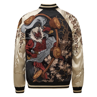 龍頂SUKAJAN 江户老传统重磅刺绣夹克外套横须贺丝卡将 风雷神日式