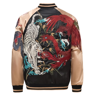 龍頂SUKAJAN四神兽重磅刺绣国风夹克外套横须贺青龙白虎朱雀玄武