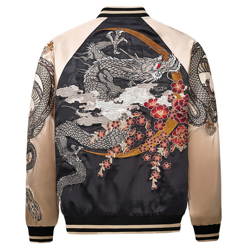 重刺SUKAJAN月龙刺绣棒球服夹克