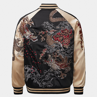 龙斗夹克外套横须贺司卡将棒球服男女个性 龍頂SUKAJAN 重磅刺绣