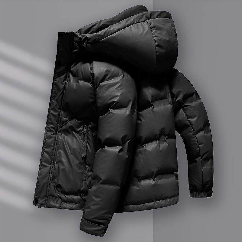 IT ins潮牌连帽羽绒服男士冬季免洗防泼水PU皮休闲轻薄白鸭绒外套