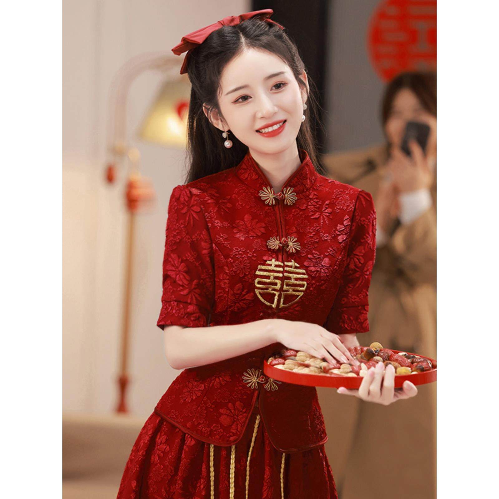 Ocnltiy｜谁穿谁美~新娘回门旗袍礼服2025春秋新款结婚订婚敬酒服