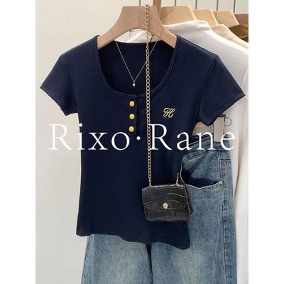 法国Rixo Rane 飒美推荐⭐法式正肩短袖T恤高级感小众显瘦上衣女
