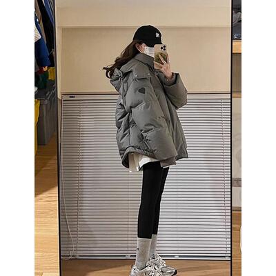 法国Rouje Moaks灰色爱心短款羽绒服女2025冬季宽松显瘦加厚外套
