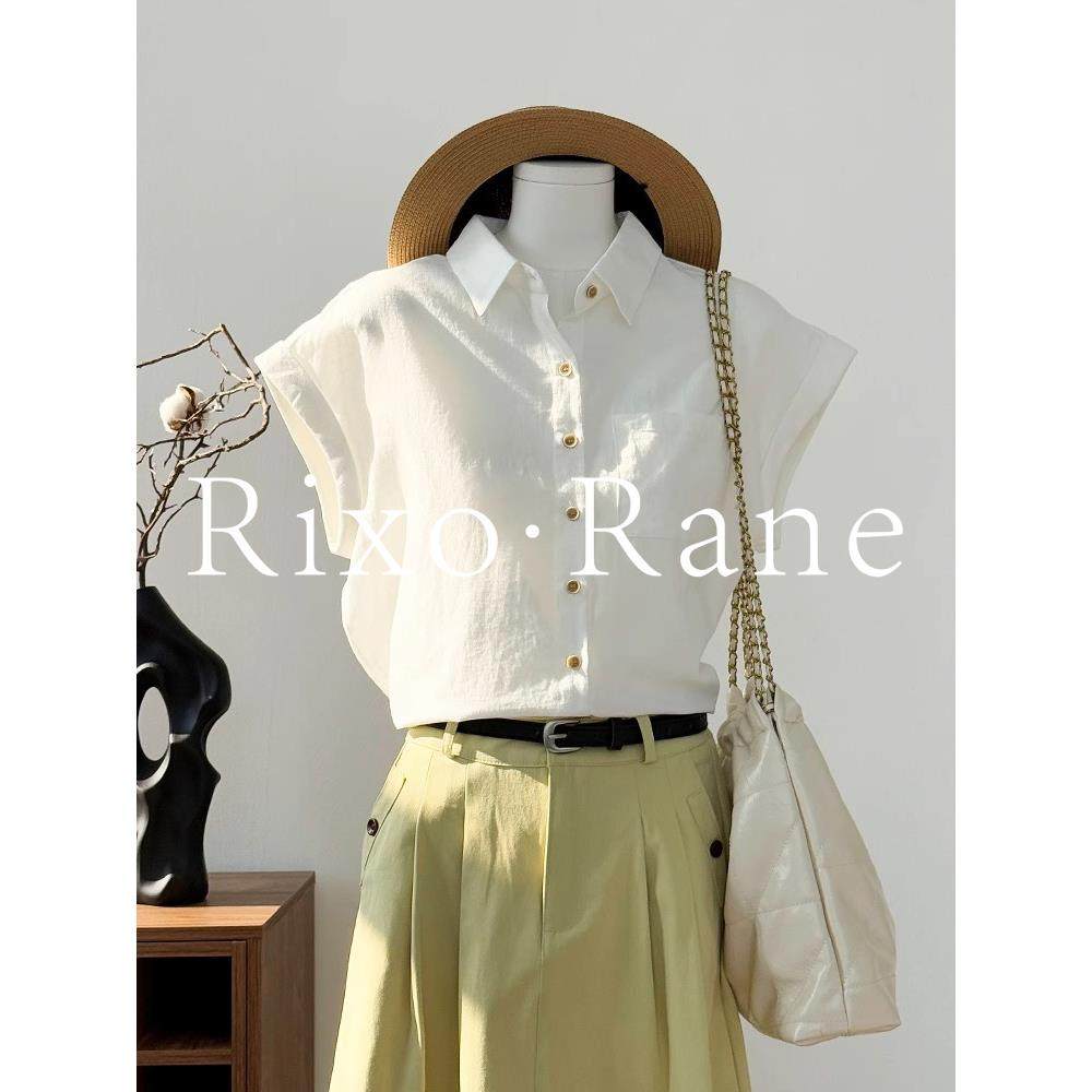 法国Rixo Rane 优雅简约⭐法式气质短袖衬衫显瘦无袖设计感上衣