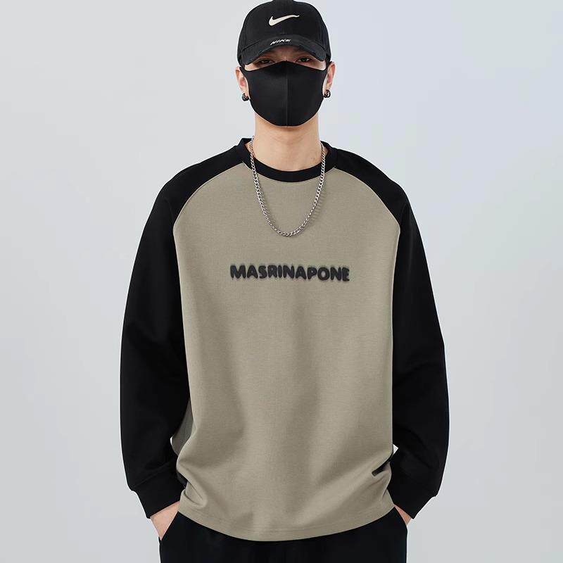 it Afternnaths潮牌撞色休闲卫衣男秋冬季宽松加绒长袖t恤打底衫