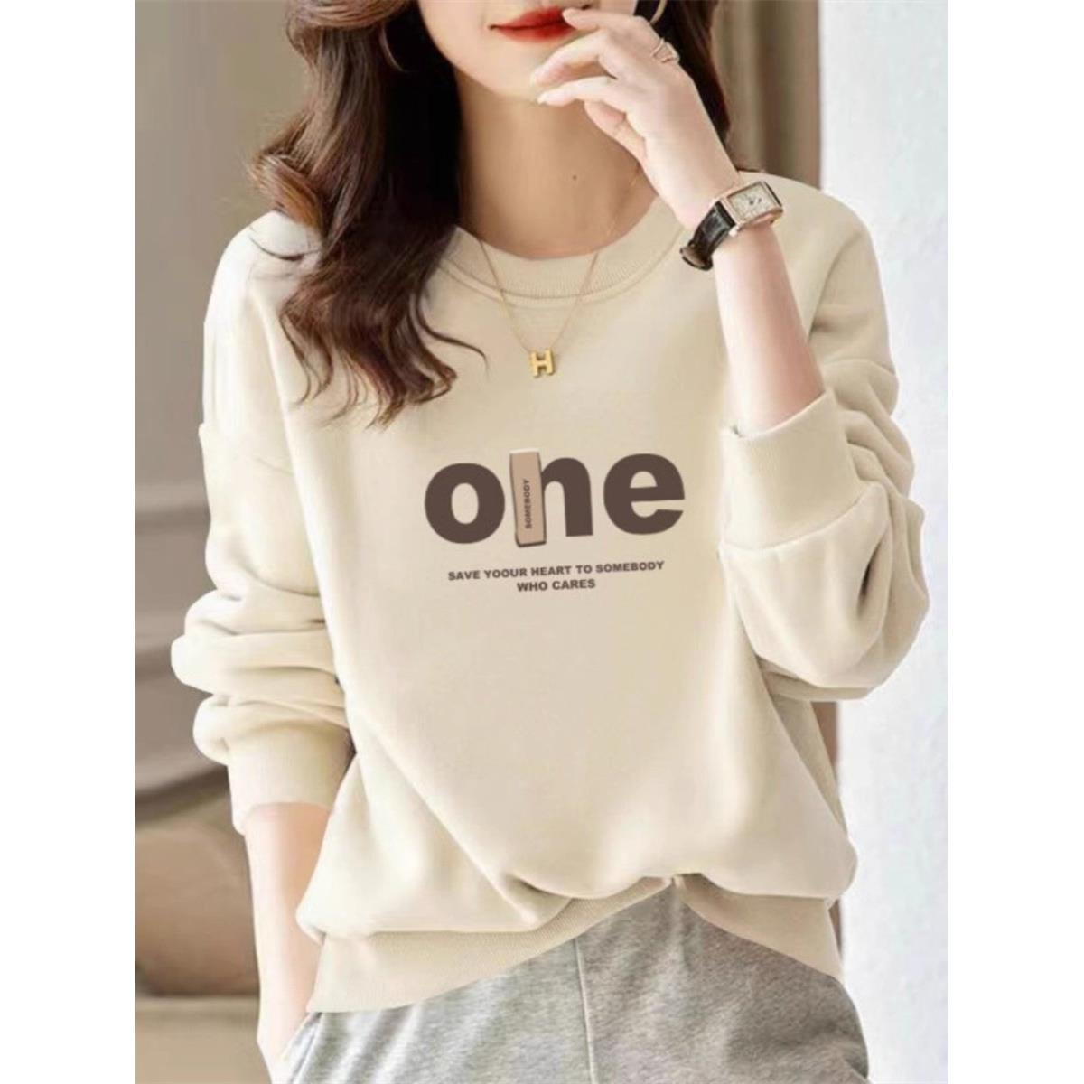 潮牌CVY卫衣女2025秋冬新款字母印花长袖打底衫显瘦内搭加厚上衣