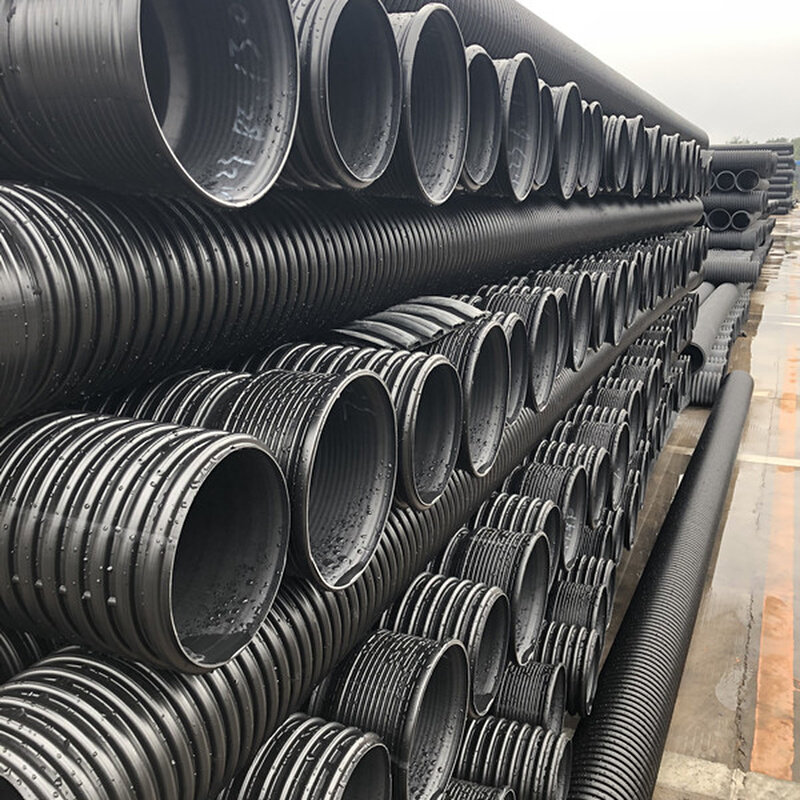 hdpe双壁波纹管dn500sn8排污排水市政管道检查井钢带管克拉管长沙