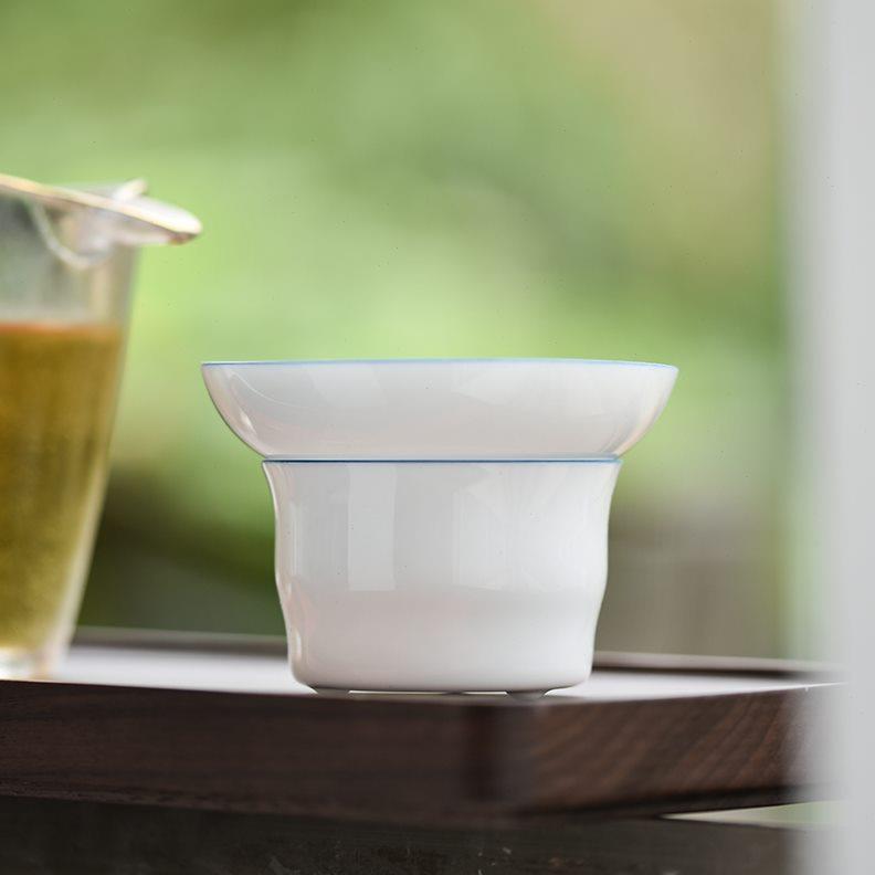景德镇手工陶瓷功夫茶具一体泡茶漏网茶叶过滤器茶隔漏斗茶道配件