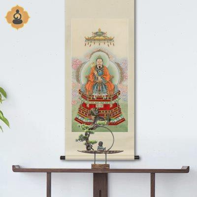 工笔人物国画雷祖九天应元雷声普化天尊画像水陆画中式卷轴挂画框