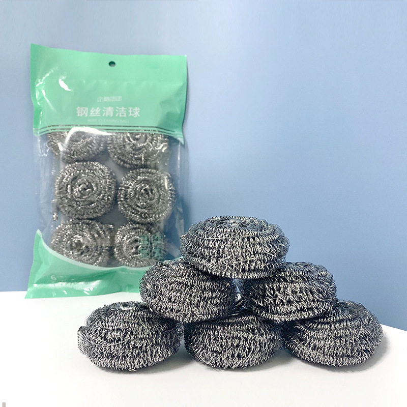 不锈钢清洁球不生锈厨房洗碗钢丝球刷锅刷碗钢丝棉刷子家用6个装