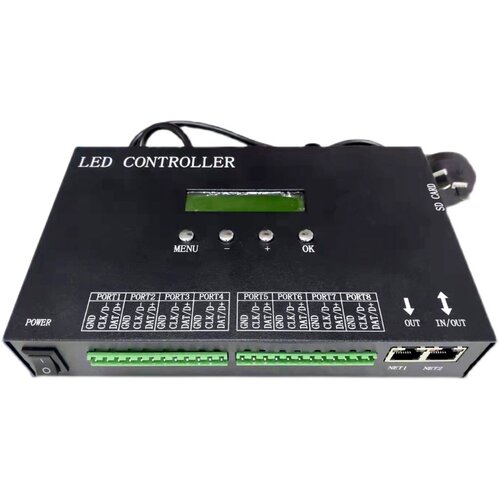全彩灯带H807SA一体机SD卡可编程幻彩DMX512控台八口单机控制器