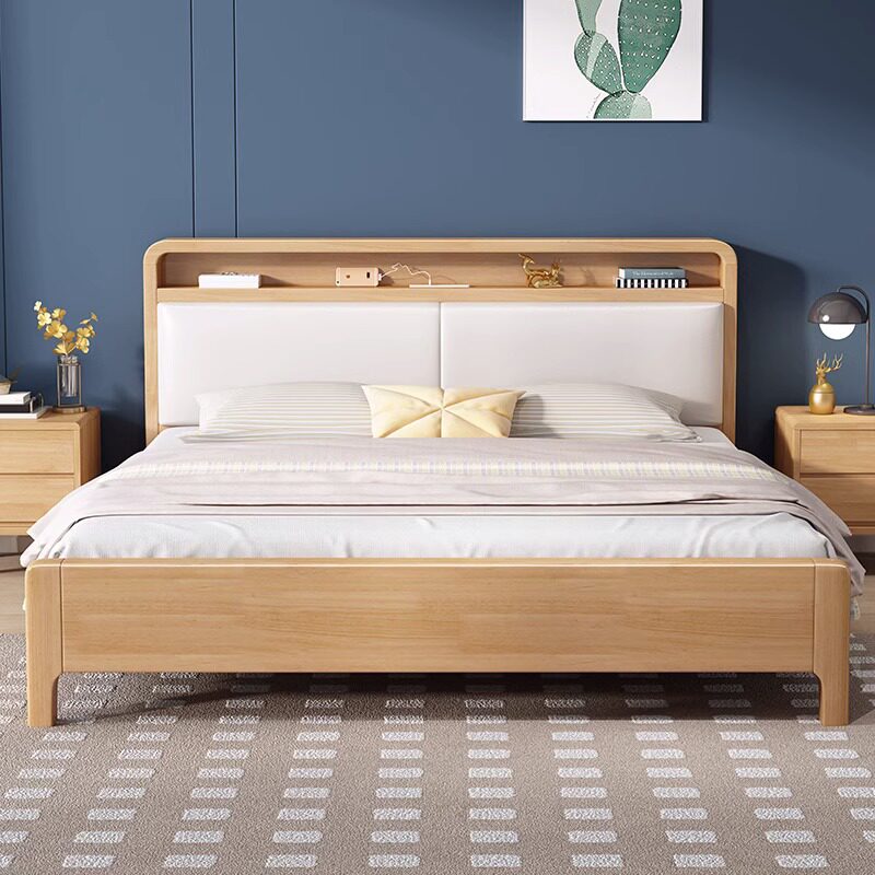 双虎北欧实木床1.8米主卧双人床1.5m原木现代简约高箱储物床工厂