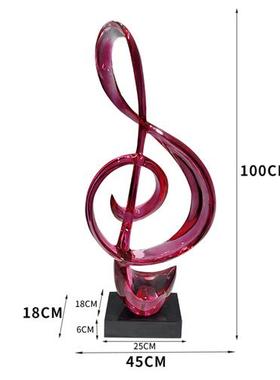 现代轻奢透明音符摆件酒吧音乐厅树脂乐器雕塑客厅玄关装饰工艺品