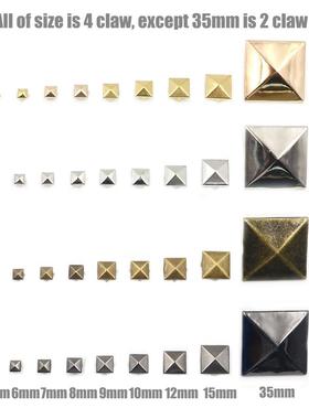 100pcs 4 Claw Pyramid Rivet Square Rivets Studs Spike Nailhe