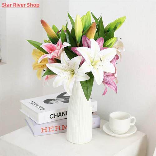 Artificial silk flowers fake lily Bouquet 41cm long DIY crea