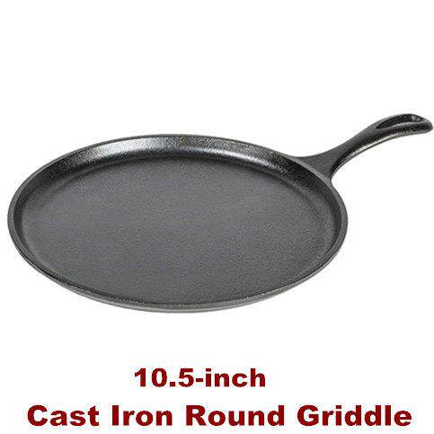 Cast Iron Round Griddle Pre-Seasoned Griddle Pan Stove Top
