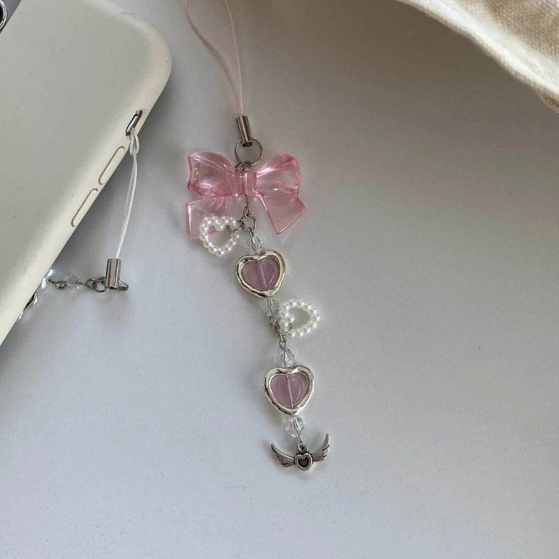 Resin Strawberry Keychain Acrylic Bowknot Phone Charm Handma