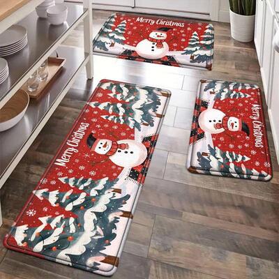Christmas Kitchen Floor Mat Party Decoration Hallway Entranc