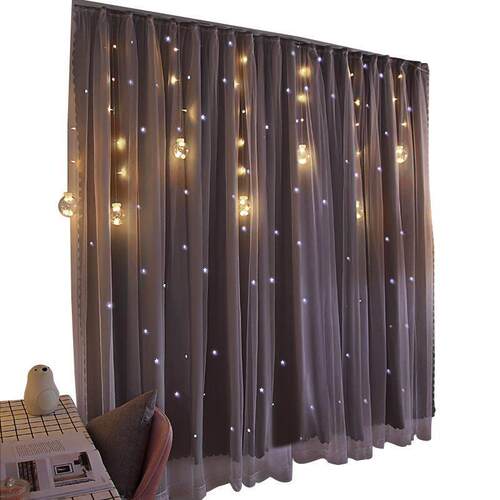 No Need to Punch Velcro Curtain Shading Yarn Window Curtains