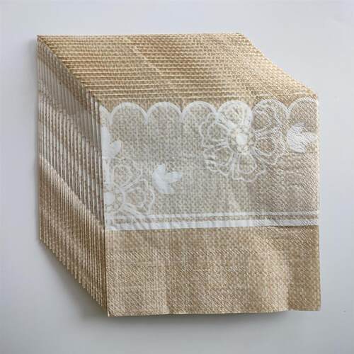 Linen Pattern Flower Paper Napkins Party亚麻布花纹高级餐巾纸