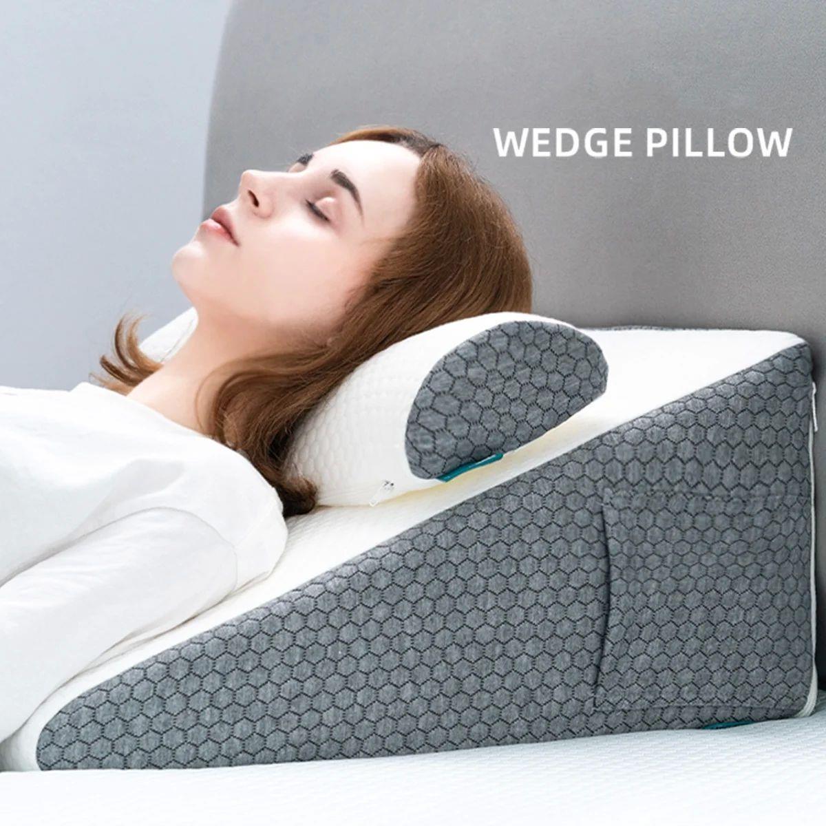 2 Pcs Memory Foam Bed Wedge Pillow/Neck Pillow For Back, Leg