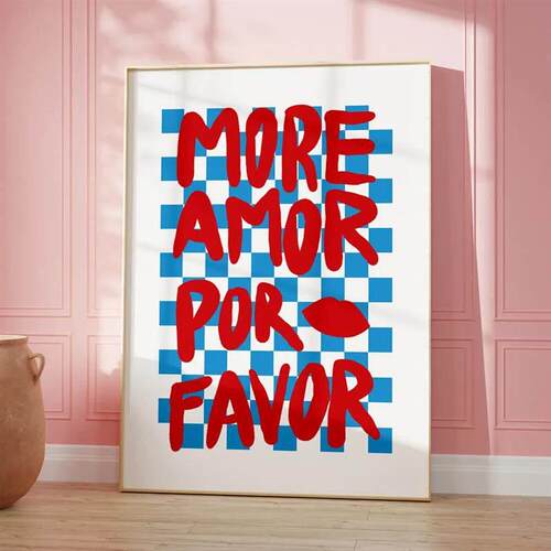 Maximalist Sunshine Love Quote Wall Art Canvas Poster Decor
