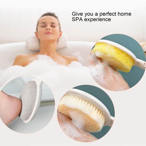 Long Handle Shower Sponge Brush Back Scrubber Body Foldable
