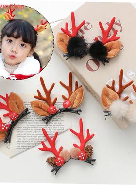 2pcs/set Christmas Hair Clips For Girls Cute Deer Ear Hairpi