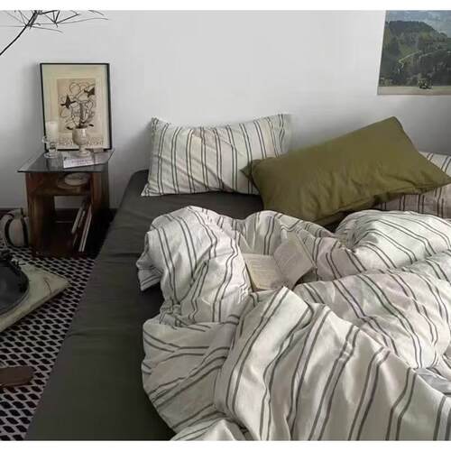 plain bed linen cover pillow student bedding set sheet case