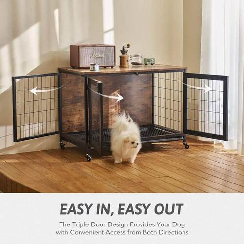 Furniture Dog Crate with Wheels, 110 lb Pet Puppy Dogs Indoo