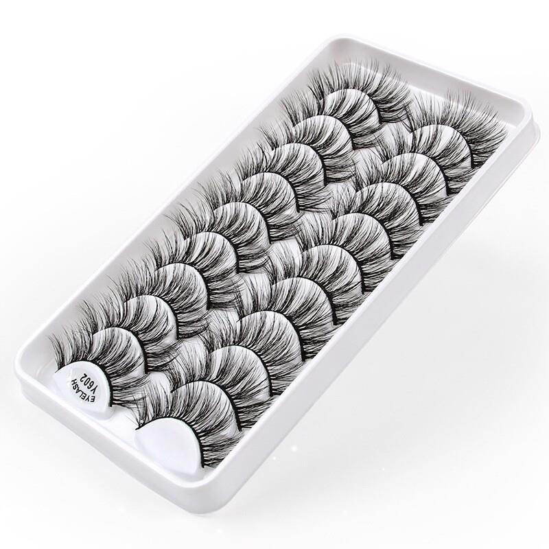 10 Pairs 3d Eyelashes Natural Slender Curl False Eyelashes