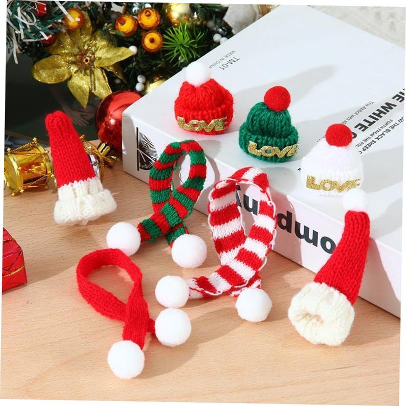 2pc Christmas hats Mini scarf Pendant Doll Festival Dress Up