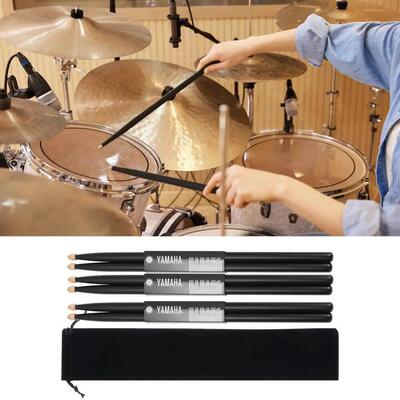 1 Pair Wood Black 5A Drum Sticks Classic Maple Wood Teardrop