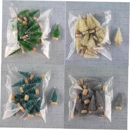 12Pcs Mini Christmas Tree Santa Claus Snow Christmas