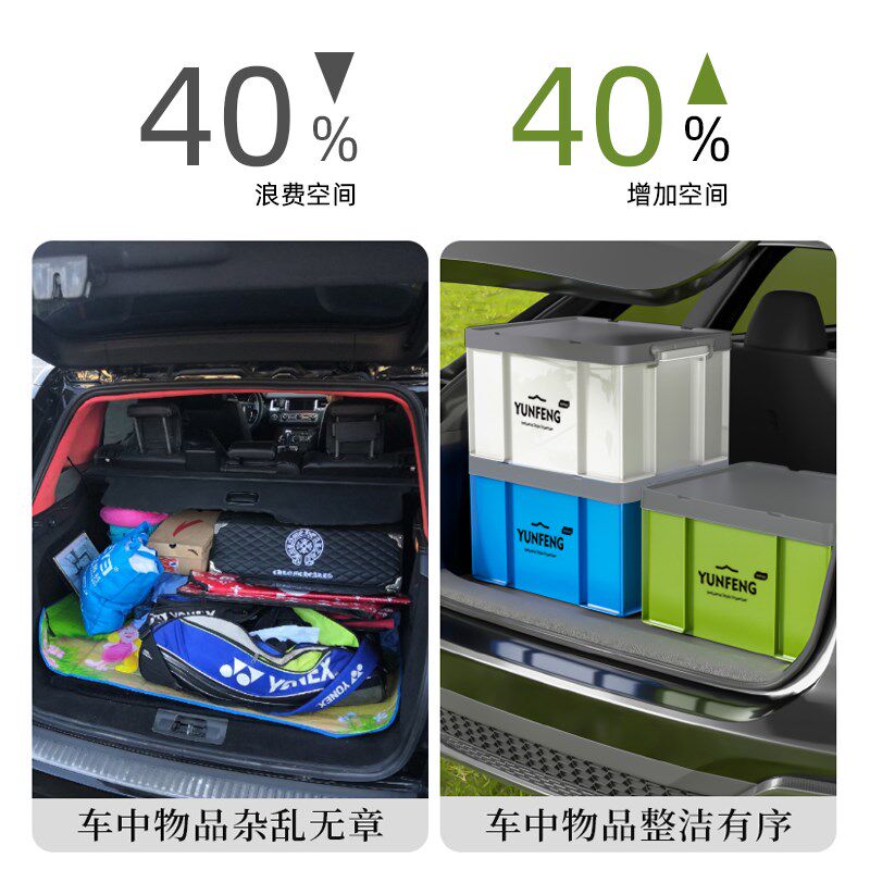 拼色工业风后备箱收纳箱车载汽车尾箱车子车用车后直角露营储物箱